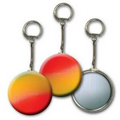 2" Round Metallic Key Chain w/ 3D Lenticular Changing Color Effects - Red/Yellow/Green (Blank)